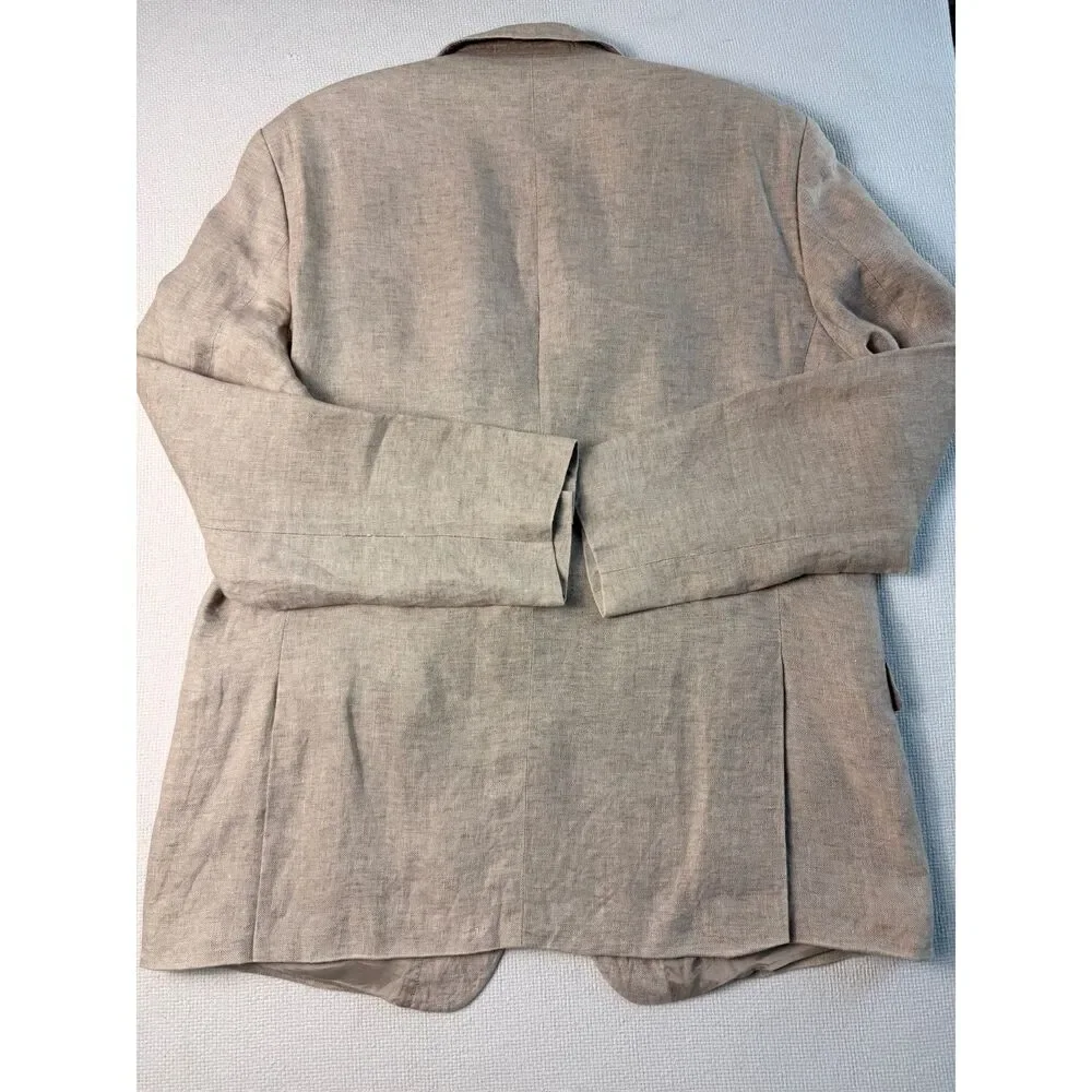 Linen Sport Coat Blazer Elbow Patch Italy Preppy Fancy Jacket Summer Italian
